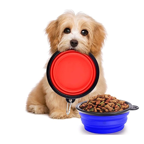 Silicone Bowl with Carabiner Convenient Dog Food Folding Bowl